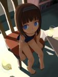  brown_hair chair child drink one-piece_swimsuit short_hair swimsuit 