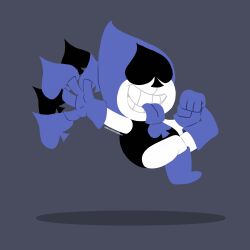  1:1 1boy 2019 2d artist_name blue_tongue colored_tongue creature deltarune digital_media full_body grey_background highres lancer_(deltarune) male male_focus male_only simple_background solo spade_(shape) thecomicoalman tongue tongue_out utdr_(toby_fox) 