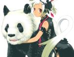  china_dress chinadress chinese_clothes couple couples hair_ornament hairpin haku_(artist) jewelry necklace original panda red_eyes tail white_hair 