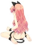  animal_ears ankle_cuffs ass barefoot blush cat_ears cat_tail feet from_behind frown long_hair looking_back louise_francoise_le_blanc_de_la_valliere lowleg lowleg_panties mizuki_makoto panties pink_eyes pink_hair simple_background sitting soles solo tail toes underwear wariza wavy_mouth white_background wristband zero_no_tsukaima 