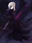  armored_dress blonde_hair dark_excalibur dark_saber dress fate/stay_night fate_(series) reki_(pixiv) saber saber_alter solo sword weapon yellow_eyes 