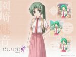 green_hair higurashi_no_naku_koro_ni long_hair ponytail school_uniform skirt sonozaki_mion translated translation_request wallpaper