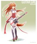  bad_id brown_eyes brown_hair clog_sandals fox_ears fox_tail gekkan-kurobuta guitar instrument japanese_clothes kimono kurobuta_gekkan legs long_hair original tail thigh-highs thighhighs yukata yutaka 