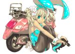  black_legwear bunny_ears bunnysuit gun haku_(artist) high_heels motor_vehicle motorcycle original pantyhose rabbit_ears scooter vehicle weapon 