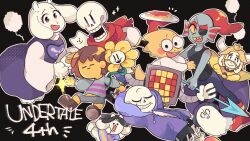  2019 2d 2others 3girls 4boys alphys ambiguous_gender animal animal_ears ankle_boots anniversary anthro armor asgore_dreemurr beard black_background black_eyepatch black_shorts blonde_hair blue_jacket blue_shirt blue_shorts blue_skin boots brothers brown_boots brown_hair buck_teeth cape child colored_sclera colored_skin copyright_name cousins digital_media dinosaur dinosaur_girl droopy_ears ear_fins everyone eyepatch facial_hair female fins fish fish_girl floppy_ears flower flowey_(undertale) food frisk_(undertale) furry furry_female furry_male futakun_(tahuta112) ghost glasses gloves goat goat_boy goat_ears goat_girl goat_horns grey_hood head_fins height_difference high_ponytail holding holding_plate holding_weapon hood hood_down hooded_jacket horizontal-striped_clothes horns human humanoid jacket lizard lizard_girl lizard_tail long_hair male mammal mettaton mettaton_(box) monster monster_boy monster_girl multiple_boys multiple_girls multiple_others napstablook non-humanoid_robot open_clothes open_jacket outline papyrus_(undertale) pink_slippers pink_stripes plant plate polearm ponytail red_boots red_cape red_gloves red_hair reptile reptile_girl reptile_tail robot sans_(undertale) scalie sharp_teeth shirt short_hair shorts siblings simple_background skeleton slippers slit_pupils spaghetti spear striped_clothes striped_shirt striped_shorts tail teeth temmie text toriel two-tone_shirt undead undertale undyne utdr_(toby_fox) vertical-striped_clothes vertical-striped_shorts weapon white_armor white_fur white_gloves white_horns white_outline white_shirt white_stripes yellow_flower yellow_sclera yellow_skin yellow_teeth 