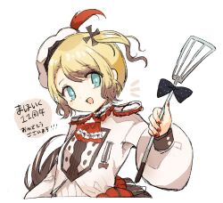  1girl black_bow black_bowtie blonde_hair blue_eyes bow bowtie butter_run feathered_hat hair_ornament hat highres magical_girl mahou_shoujo_ikusei_keikaku mahou_shoujo_ikusei_keikaku_restart pechika_(mahoiku) short_hair smile 