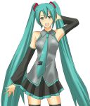  hatsune_miku long_hair solo thighhighs tosibow twintails very_long_hair vocaloid 