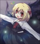  fang hanepochi outstretched_arms ribbon ribbons rumia short_hair spread_arms touhou 