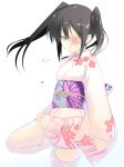  flower gintama japanese_clothes kimono oka_asaha thigh-highs thighhighs twintails yagyu_kyubei yagyuu_kyuubei 