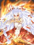  fujiwara_no_mokou long_hair ribbon ribbons touhou white_hair yude 