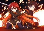  highres red_hair sakai_yuuji school_uniform shakugan_no_shana shana sword thigh-highs thighhighs weapon 