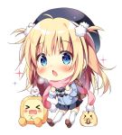  &gt;_&lt; 1girl :3 :o ^_^ ahoge backpack bag bangs beret black_headwear black_skirt blonde_hair blue_coat blue_eyes blush breath brown_footwear chibi clenched_hands closed_eyes commentary_request eating hair_bobbles hair_ornament hamster hat long_hair long_sleeves looking_at_viewer miniskirt original pan_(mimi) pink_scarf pom_pom_(clothes) scarf seed shoes simple_background skirt sparkle sunflower_seed ten-chan_(pan_(mimi)) thigh-highs two_side_up white_background white_legwear winter_clothes 