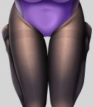  1girl black_legwear breasts fine_fabric_emphasis grey_background groin gurande_(g-size) gusset head_out_of_frame highres large_breasts leotard original pantyhose purple_leotard seiza simple_background sitting solo thigh_gap thighband_pantyhose 