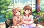  blush brown_eyes brown_hair dress idolmaster_cinderella_girls_starlight_stage kita_hinako sakuma_mayu short_hair smile 