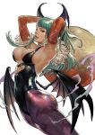  animal_print armpits ass bat_print bat_wings breasts demon_girl elbow_gloves gloves head_wings highres large_breasts leotard lips low_wings morrigan_aensland pantyhose print_legwear purple_legwear purple_wings succubus tahraart vampire_(game) wings 