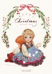  ... 2girls anna_(frozen) aqua_eyes back-to-back bangs blonde_hair braid child dress elsa_(frozen) eyelashes frozen_(disney) hair_over_shoulder hairband holding knees_up leaning_on_person long_sleeves merry_christmas multiple_girls orange_hair parted_lips pom_pom_(clothes) red_lips red_ribbon ribbon say_hana shoes siblings sideways_glance single_braid sisters sitting smile string swept_bangs watermark web_address 