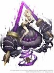  1girl barefoot blonde_hair briar_rose_(sinoalice) eyebrows_visible_through_hair flat_chest full_body hair_ornament hairclip half-closed_eyes highres ji_no looking_at_viewer official_art one_eye_closed pixels puppet sinoalice solo space_invaders square_enix swimsuit tattoo thorns white_background yellow_eyes 