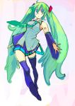  detached_sleeves green_hair hatsune_miku kitayama long_hair necktie thigh-highs thighhighs twintails vocaloid 