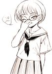 glasses monochrome sasahara_yuuki school_uniform 