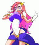  breasts gloves gradient_hair gundam gundam_seed gundam_seed_destiny heart kitayama large_breasts leotard long_hair lowres meer_campbell multicolored_hair open_mouth pink_hair purple_eyes skirt solo star 