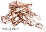  gun mecha_musume monochrome robot_ears sketch super_robot_wars super_robot_wars_original_generation super_robot_wars_the_lord_of_elemental valsione weapon 