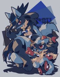  absurdres black_cape black_fur blue_fur body_fur cape closed_mouth clothed_pokemon cosplay evolutionary_line furry halloween halloween_costume hat highres lucario mega_lucario mega_lucario_(cosplay) mega_pokemon multicolored_fur open_mouth pokemon pokemon:_lucario_and_the_mystery_of_mew pokemon_(anime) pokemon_(creature) pokemon_rse_(anime) red_eyes riolu rushin sir_aaron sir_aaron_(cosplay) smile snout spikes yellow_fur 