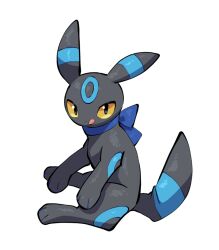  :p alternate_color animal_focus animal_hands black_fur blue_bow blue_fur blue_ribbon bow closed_mouth facial_mark forehead_mark full_body looking_at_viewer no_humans pokemon pokemon_(creature) pokemon_focus ribbon shiny_pokemon simple_background sitting solo tongue tongue_out umbreon white_background yellow_eyes yumeminoideyu2 