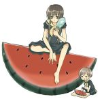  food fruit hasekura_rei maria-sama_ga_miteru shimazu_yoshino tsunpun watermelon 