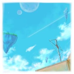  blue_sky border clouds commentary_request floating_gem floating_island lowres no_humans oekaki original radio radio_antenna sky tororo_(16763) white_border 