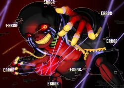  1boy :d alternate_universe artist_name black_jacket black_sclera black_shorts blue_pupils bright_pupils character_name chiarasanchi colored_sclera colored_teeth commentary english_commentary errortale feet_out_of_frame glitch grin heart heterochromia jacket leaning_forward long_sleeves looking_at_viewer making-of_available male_focus mismatched_pupils open_clothes open_jacket outline puffy_long_sleeves puffy_sleeves purple_outline red_background red_eyes red_sweater sans_(undertale) shorts simple_background skeleton smile solo soul_(deltarune) sparkle standing string sweater turtleneck turtleneck_sweater undertale utdr_(toby_fox) vignetting white_pupils yellow_eyes yellow_outline yellow_teeth 