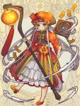  bow dairoku_youhei dress full_body grey_eyes grey_hair hat hat_bow holding holding_staff lantern long_hair long_sleeves looking_at_viewer mugu1 official_art paper_lantern puffy_long_sleeves puffy_sleeves red_bow red_dress red_footwear red_headwear simple_background solo staff standing tagme talisman very_long_hair wide_sleeves 