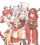  azur_lane blonde_hair breasts christmas closed_eyes earmuffs eldridge_(azur_lane) eldridge_(holy_night&#039;s_embrace)_(azur_lane) enterprise_(azur_lane) enterprise_(reindeer_master)_(azur_lane) grey_hair hamuhamu_hamuo honolulu_(azur_lane) honolulu_(fire_red_present)_(azur_lane) multiple_girls navel nicholas_(azur_lane) nicholas_(mispackaging?)_(azur_lane) one_eye_closed purple_hair red_eyes redhead san_diego_(azur_lane) san_diego_(sandy_claus!)_(azur_lane) santa_costume violet_eyes 