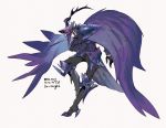  1boy armor black_footwear black_gloves black_hair black_legwear corviknight gloves grey_background harurie hat high_heels male_focus pauldrons personification pokemon pokemon_(game) red_eyes shaded_face simple_background solo wings 