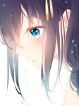  1girl blue_eyes braid brown_hair hair_ornament kantai_collection naoto_(tulip) shigure_(kantai_collection) single_braid solo 