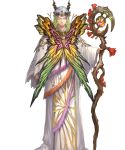  1boy closed_eyes earrings fire_emblem fire_emblem_heroes flower freyr_(fire_emblem) full_body highres horns jewelry leaf long_hair necklace official_art solo staff tiara transparent_background white_hair 
