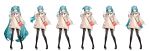  1girl :d absurdres alternate_hair_length alternate_hairstyle aqua_eyes aqua_hair aqua_nails bag bangs black_footwear black_legwear clothes_writing coat hair_ornament hand_up hatsune_miku highres long_hair looking_at_viewer multiple_views nail_polish open_mouth pantyhose ponytail ribbed_sweater shoes short_hair short_twintails shoulder_bag simple_background sketch smile standing sweater twintails two_side_up variations very_long_hair vocaloid waving white_background yyb 