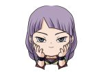  1girl black_eyes bracelet braid chibi jewelry long_hair mujirusimikan naruto naruto_(series) naruto_shippuuden purple_hair sana_(naruto) single_braid solo white_background 