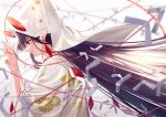  1girl absurdres black_hair brown_eyes chinese_zodiac ear_piercing from_side highres japanese_clothes kimono long_hair looking_down open_mouth original piercing pointy_ears solo takubon upper_body year_of_the_rat 
