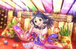  blush brown_eyes idolmaster_cinderella_girls_starlight_stage kimono long_hair oonuma_kurumi purple_hair smile 