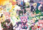  akatsuki_kirika black_hair blonde_hair blood bloody_tears blue_eyes brown_hair crying gloves green_eyes highres holding_hands hood hoodie hug ignite_module kumeringo_touho letter long_hair maria_cadenzavna_eve pink_eyes pink_hair scarf senki_zesshou_symphogear serena_cadenzavna_eve sitting tomato tsukuyomi_shirabe twintails x-drive_(symphogear) 