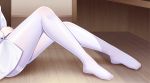  1girl fengli_(709622571) highres original pantyhose sitting solo thighband_pantyhose thighs toes white_legwear 