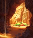 cave closed_eyes dragon flygon gen_3_pokemon lying no_humans pippi_(pixiv_1922055) pokemon pokemon_(creature) sand sleeping smile trapinch wings 