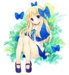  bare_legs blonde_hair blue_eyes bow butterflies butterfly capelet floral_background flower hair_bow hair_ribbon hair_ribbons kurasuke legs long_hair mary_janes no_socks original panchira_sit panties pantyshot pantyshot_sitting ribbon ribbons shoes sitting smile underwear 