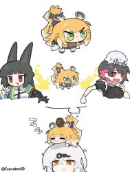  animal_ears dreaming ellen_joe exavalon00 fox_ears hoshimi_miyabi ju_fufu long_hair multiple_girls shark_girl short_hair sima_(exavalon00) sleeping tiger_ears tiger_girl tiger_tail yi_xuan_(zenless_zone_zero) yixuan_(zenless_zone_zero) zenless_zone_zero 
