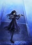  blue blue_eyes detached_sleeves dress instrument instruments long_hair original pantyhose solo violin yoshimura_masato 