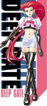 boots earrings elbow_gloves gif_artifacts gloves jewelry long_hair midriff musashi_(pokemon) pierre_norano pokemon pokemon_(anime) red_hair redhead solo team_rocket thigh-highs thigh_boots thighhighs very_long_hair 