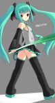  ass bad_id cosplay hatsune_miku hatsune_miku_(cosplay) kooh pangya potasenbe red_eyes solo spring_onion thighhighs twintails vocaloid 