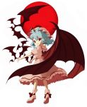  bat_wings blue_hair hat moon red_moon remilia_scarlet ribbon ribbons short_hair touhou wings yukari_(pixiv) 