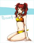  buzz choker kujikawa_rise persona persona_4 red_hair redhead swimsuit twintails 