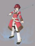  male pangya red_eyes red_hair redhead short_hair sword weapon yellow_eyes 